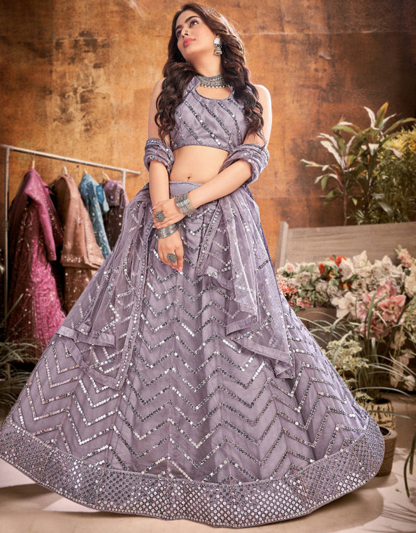 glamorous purple soft net traditional wear women's heavy lehenga choli collection with purple soft net rt8966-185040 Front View